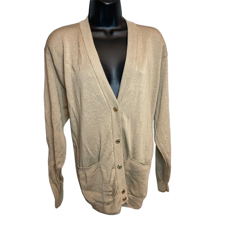 Pitlochry Brown 100% Lambswool Cardigan Sweater with Gold Buttons